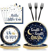 Wiooffen 96 Pcs Twinkle Twinkle Little Star Party Gender Reveal Supplies for 24 Guests Baby Showe...