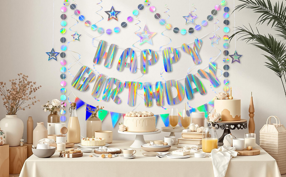 Merrio Iridescent Birthday Decorations Set
