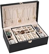 LANDICI Jewelry Box Organizer for Men Women, 2 Layer 4 Slot Watch Storage Case with Removable Tra...