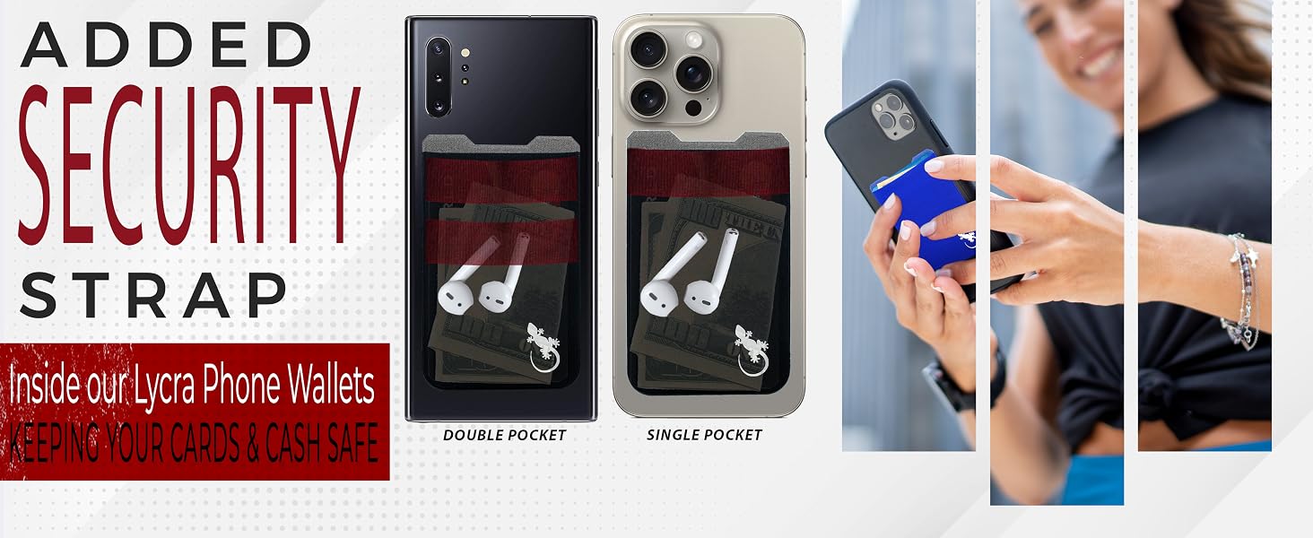 Added Security Straps embedded inside our lycra pocket, keep your valuables safely inside