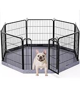 PETIME Dog Playpen,Metal Exercise Puppy Pen Heavy Duty Kennels Yard Fence Indoor/Outdoor 22" W x ...