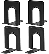 HappyHapi Book Ends Sturdy Bookends for Shelves, Universal Book End Heavy-Duty, Nonskid Metal Boo...