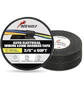RED WOLF Electric Wiring Harness Tape 3 Rolls High Temp Self-Adhesive Fabric Tape for Automobile ...