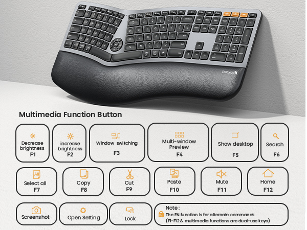 Backlit Wireless Ergonomic Keyboard