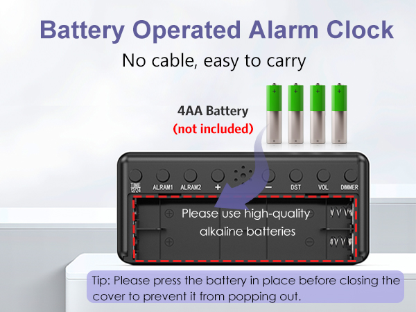 Dual Alarm Clock for Bedroom