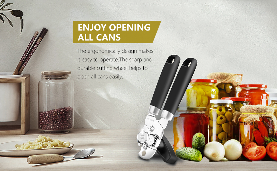 OUTWAY Can Opener, Professional 3-In-1 Multifunctional Manual Can Openers Bottle Opener