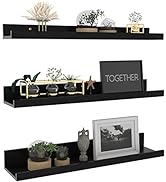 Giftgarden 24 Inch Black Floating Shelves Wall Mounted Picture Ledge Shelf for Storage Bedroom Ba...