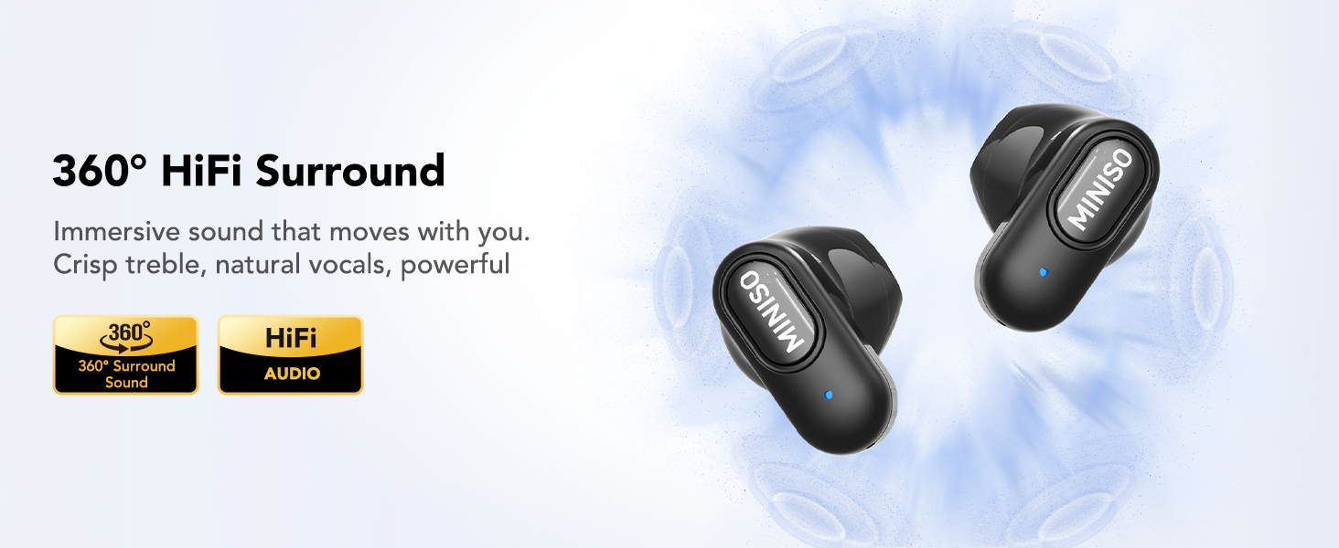 ms126 miniso earbuds - semi in ear earbuds 360° HiFi Surround. Immersive sound that moves with you.