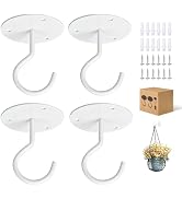 RELBRO Ceiling Hooks, Metal Hanging Ceiling Plant Hangers Indoor Outdoor, Heavy Duty, White, 4 Pcs