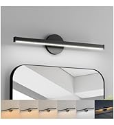 Energetic 5CCT Rotatable Vanity Lighting with Night Light, 15W Black Bathroom Wall Lamp Over Mirr...