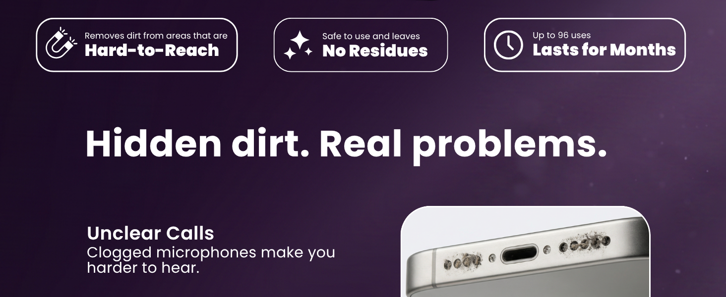 stikki cleans hard to reach areas, leaves no residues and lasts for months