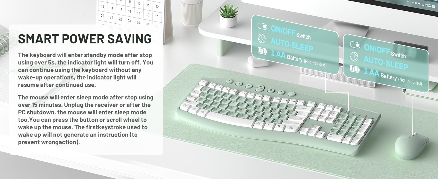 Ergonomic wireless keyboard and mouse 5