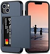 Nvollnoe for iPhone 14 Case with Card Holder Heavy Duty Protective Dual Layer Shockproof Hidden C...