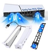 FASTSNAIL Horizontal Stand & Cooling Fan for PS5 Slim Digital/Disc, Controller Charger Station wi...