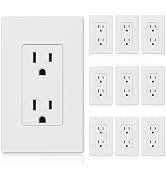 ELEGRP Matte White Standard Decorator Electrical Wall Receptacle Outlet, 15A 125V, 2 Pole 3 Wire,...