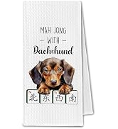 ChissNook Mahjong Dachshund Kitchen Towels, Weiner Dog Gifts for Women & Dachshund Lovers, Weiner...