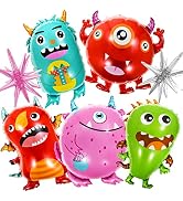 Monster Party Balloons Monster Theme Party Decorations 2pcs Foil Starburst Balloon and 5pcs Alumi...