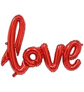 Large Red LOVE Foil Balloons Banner,42 Inch Mylar Foil Letters Balloons Reusable Mate...