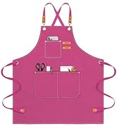 OUNLEN Chef Apron for Men Women Canvas Aprons with 4 Pockets Cross Back Resistant Work Apron for ...