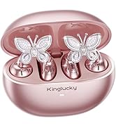 Kinglucky Jewelry-Inspired Clip-On Earbuds with Butterfly Earrings, Comfortable Fit & 50H Playtim...