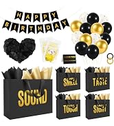 Epoesch 5 Senses Gift Bags for Him with Labels and Tissue Papers | Includes Birthday Decorations:...