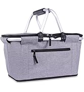 Collapsible Basket, 27L Picnic Basket, SIYUAN Portable Leakproof Insulated Cooler Bag Strong Alum...