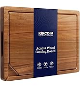 Kikcoin Acacia Wood Cutting Boards for Kitchen, Wooden Cutting Board, Chopping Board with Built-I...
