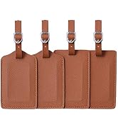 Leather Luggage Tags 4 Pack Bag Suitcase Labels
