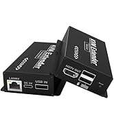 492FT HDMI KVM USB Extender, HDMI to RJ45 Over Cat5e/6/7, Balun 1080P@60hz Transmitter Receiver U...