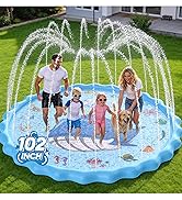 BerrysParadise 102" Splash Pad, Sprinkler & Splash Play Mat Toys for Kids Water Toys, Inflatable ...
