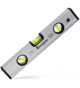 Magpie 12-Inch Magnetic Level and Ruler, 180/90/45 Degree Bubbles, Mechanical Torpedo Level, Shoc...