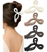 CHLINS 4 Pack Bow Hair Claw Clips for Women, 4.3" Large Non-slip Cute Hair Styling Accessories fo...