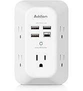 USB Wall Charger Surge Protector 5 Outlet Extender with 4 USB Charging Ports ( 1 USB C Outlet) 3 ...