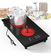 VBGK Electric Cooktop, 3000W 12 inch 2 Burner Electric Stove Top, Built-in & Countertop, 220V Plu...