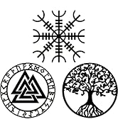 VALHALLA 3pc Viking Decor 15” Metal Wall Art | Viking Compass, Valknut, Tree of Life|Nordic Mytho...