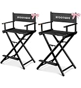 BYOOTIQUE 28" Height Tall Director Chair Folding Artist Makeup Salon 2 Pack