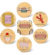 Friends TV Show Merchandise - Friends Themed Coasters Set of 6,Coasters for Drinks with Coaster H...
