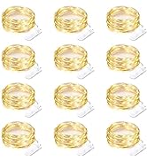 12 Pack Fairy Lights Battery Operated String Lights 7 Feet 20 Led Waterproof Christmas Lights Sil...