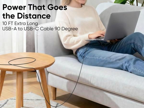 usb to usb c cable 10ft right angle usb c cable