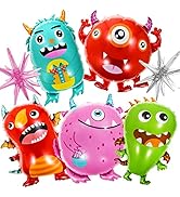 Monster Party Balloons Monster Theme Party Decorations 2pcs Foil Starburst Balloon and 5pcs Alumi...