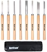 HURRICANE 8pc Wood Lathe Turning Tool Set, Wood Turning Chisel Set for Woodworking. 2 Skew 1 Spea...