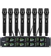 GOLDEN MARS Wireless Microphone System, 8 Channel Wireless Mics, w/ 8 Handheld Dynamic Microphone...