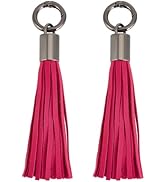 CALFOVERA 2PCS PU Leather Tassel Keychains for Women Leather Key Ring Circle Charms