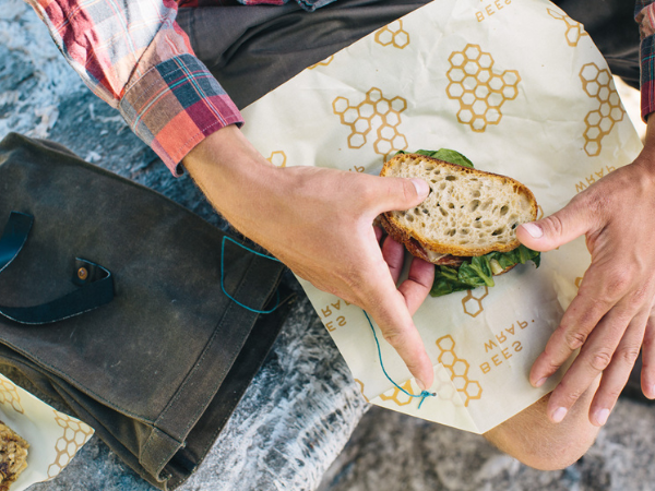 Bee's Wrap with sandwich