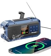 Emergency Weather Radio with IPX5 Waterproof Portable Bluetooth Speaker,USB-C Solar Hand Crank,NO...