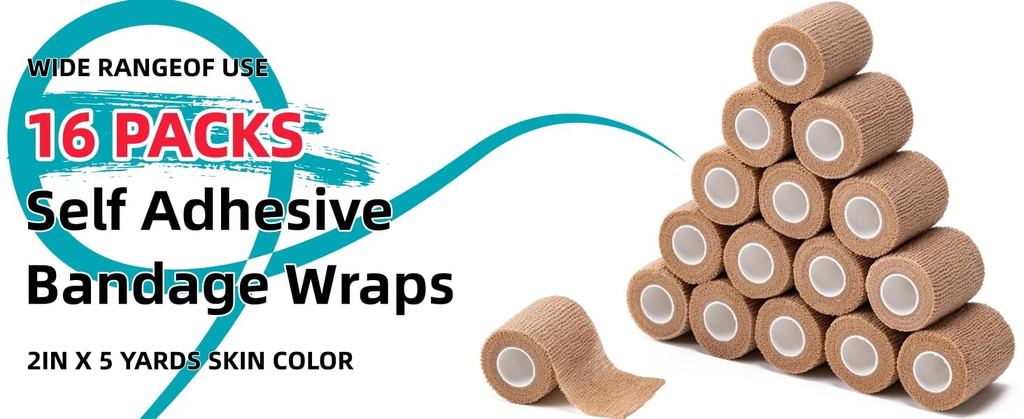 2" X 5 Yards Elastic Cohesive Bandage Wrap, Color Athletic Tape, Vet Wrap, Ankle Tape