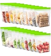 SPLF 20 Pack Reusable Half Gallon Freezer Bags Dishwasher Microwave Safe, 1/2 Gallon BPA Free Lea...