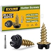 SVLING #8 x 1/2" Self Tapping Gutter Screws, 220PCS Black Painted Slotted Hex Head Sheet Metal Sc...