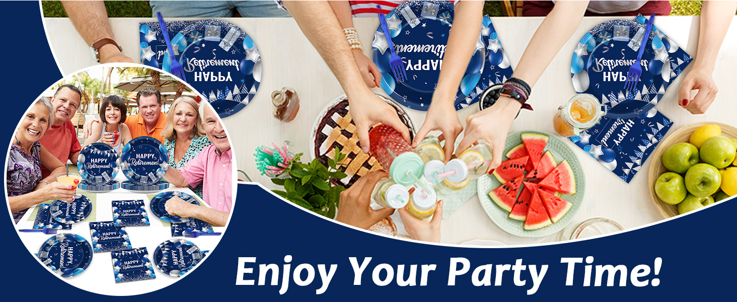 gisgfim 96 Pcs Retirement Party Plates and Napkins Party Supplies