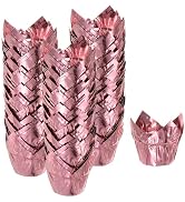HARFINGTON 150Pcs Tulip Cupcake Liners Standard Aluminum Foil Baking Cups Greaseproof Wrappers Di...